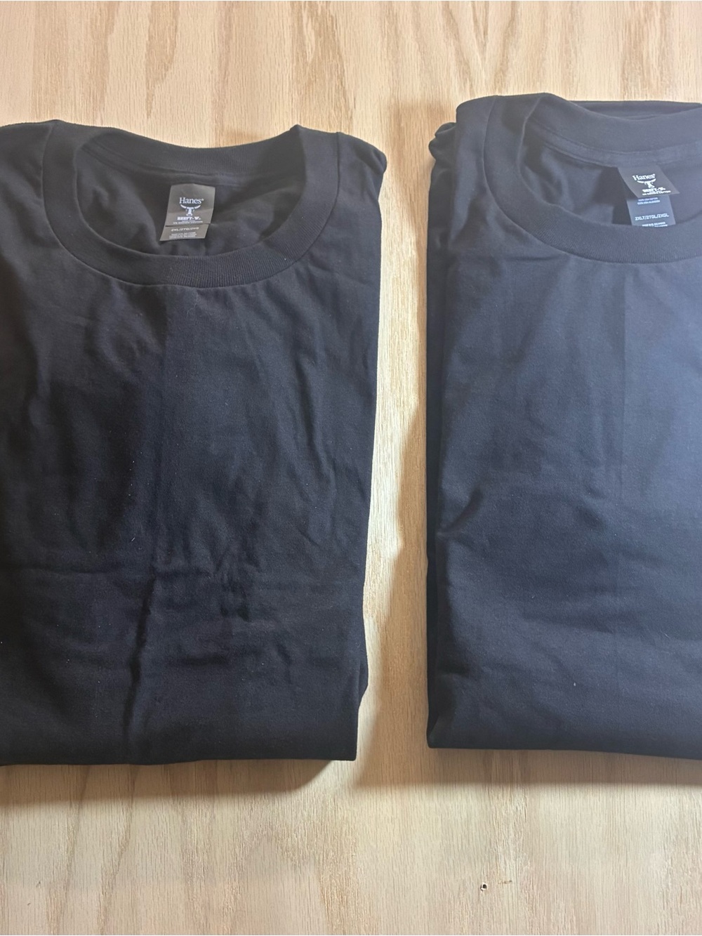 Bundle of 2 Hanes Beefy Tee’s Men's Black Crew Neck T-Shirts Size 2XL